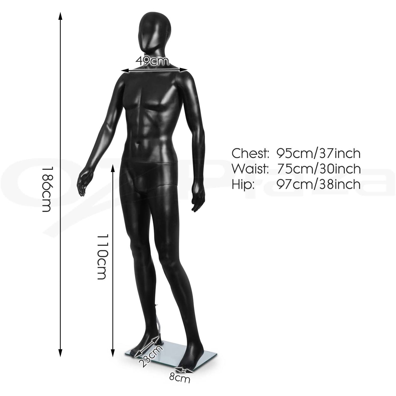 Full Body Mannequin Female Male Clothes Display Torso White Black Adjustable 185 - Simply Homeware