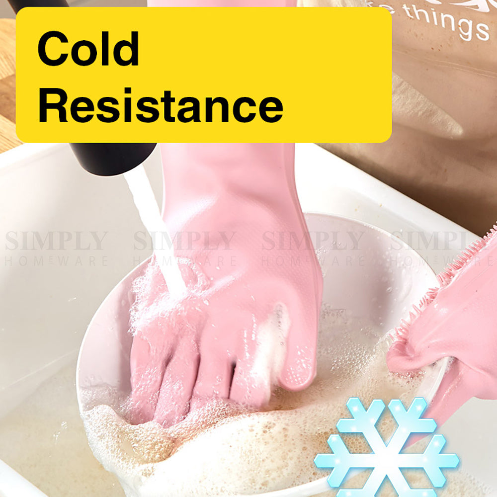 Silicone Scrubbing Gloves Magic Dish Scrubber Washing Cleaning Sponge Rubber - Simply Homeware