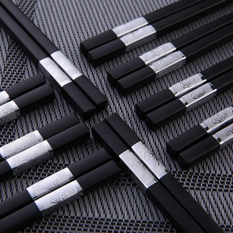 Alloy Chopsticks Fibreglass Set Bulk Black Premium Asian Japanese Gold Silver - Simply Homeware