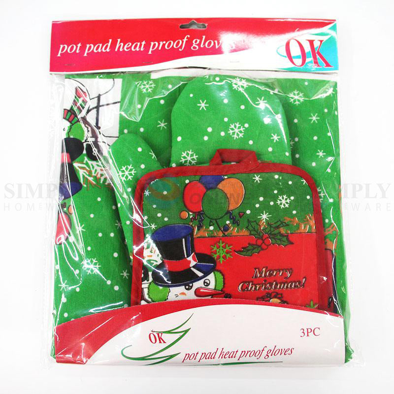 Oven Mitts Gloves Pot Holder Set Heat Proof Resistant BBQ Cooking Double Cotton - Simply Homeware