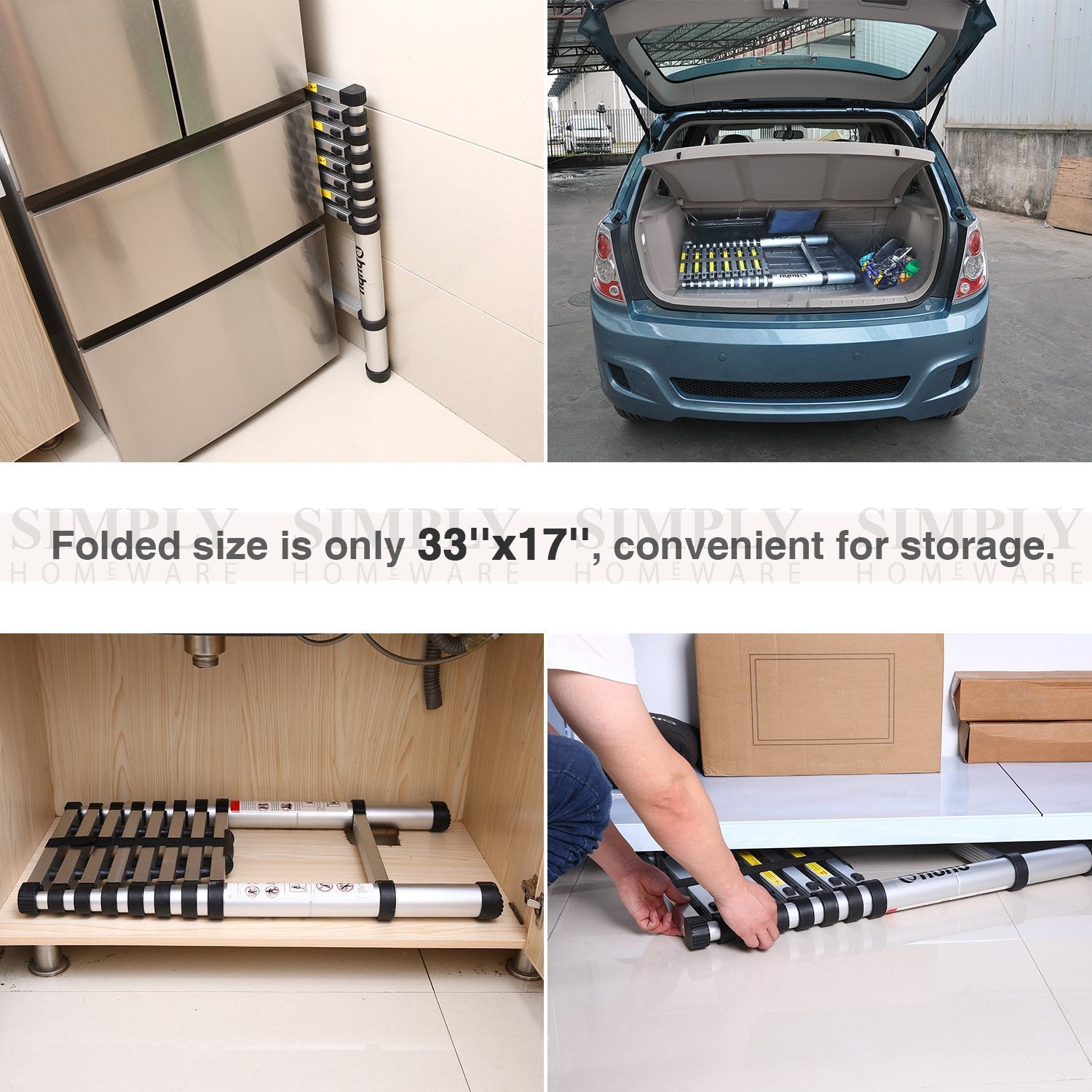 Telescopic Aluminium Ladder Multipurpose 3.8 5M Folding Step Extension Platform - Simply Homeware