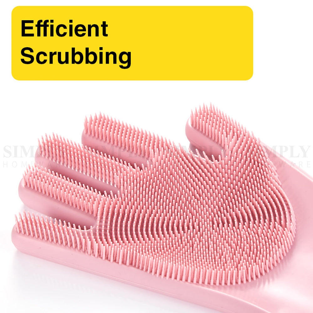 Silicone Scrubbing Gloves Magic Dish Scrubber Washing Cleaning Sponge Rubber - Simply Homeware