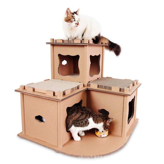 Pipers Cat Cardboard House Scratcher Condo Tree Tower Post Pad Pet Furniture Mat