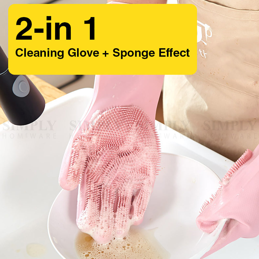 Silicone Scrubbing Gloves Magic Dish Scrubber Washing Cleaning Sponge Rubber - Simply Homeware
