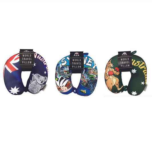 2x Australian Souvenirs Travel Neck Pillow Plane Airplane U Shape Washable Gift