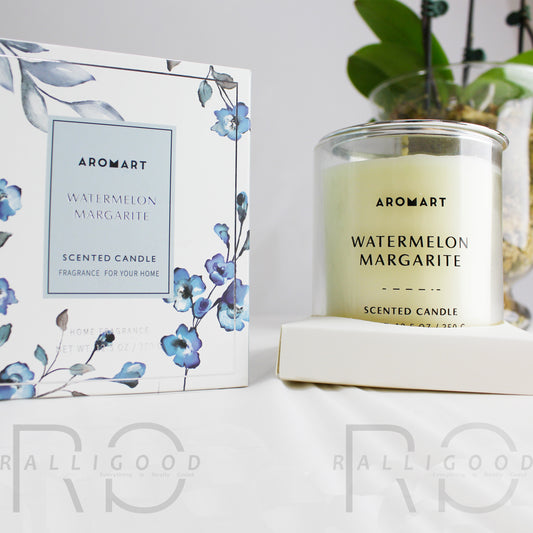 Scented Jar Candle Candles Aromart 55 Hour 350g White Soy Fragrance Lid Wick