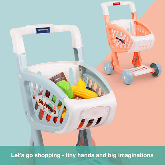 Truboo Kids Shopping Cart Supermarket Trolley Toy Pretend Play Food Children