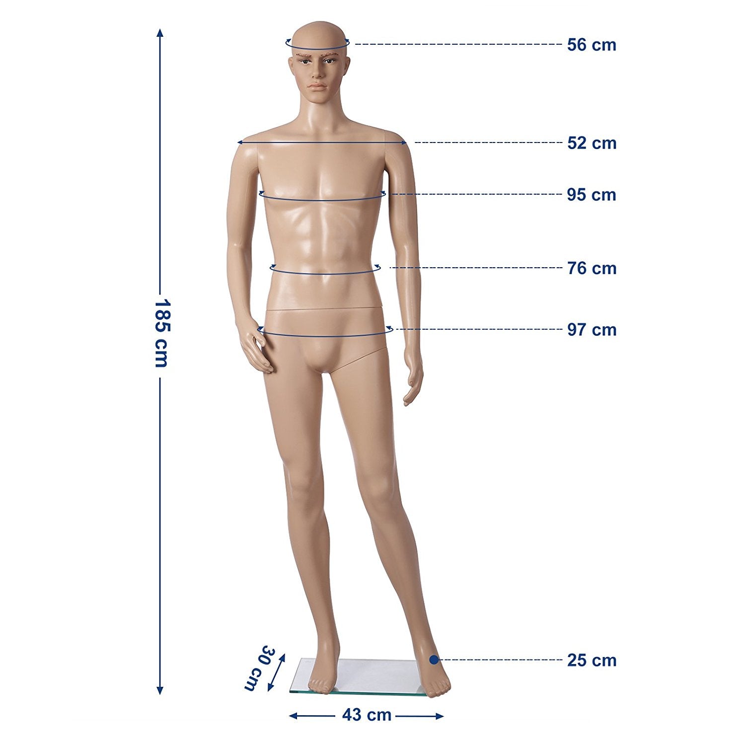 Full Body Mannequin Female Male Clothes Display Torso White Black Adjustable 185 - Simply Homeware