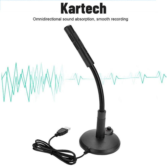 Kartech Desktop Microphone USB 3.5mm Mini Laptop Mic Plug Play Computer PC MAC