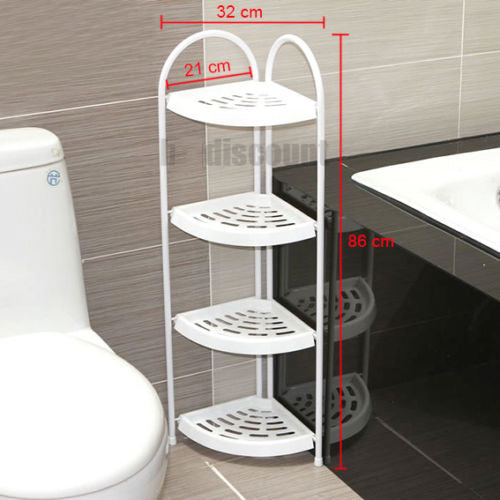 Shower Corner Shelf White Caddy Bathroom Shelves Organiser Bath Storage Rack 4