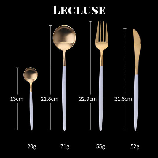 Lecluse Cutlery Set Stainless Steel Flatware Spoon Fork Knife Black Gold Silver