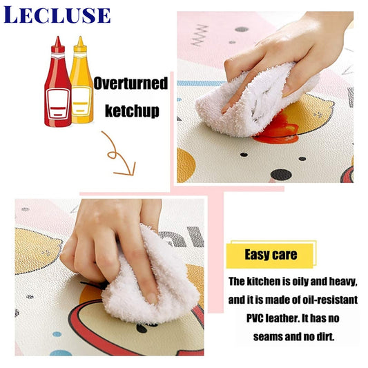Lecluse Kitchen Non-Slip Mat Home Floor Carpet Rug Waterproof Anti-Oil PVC