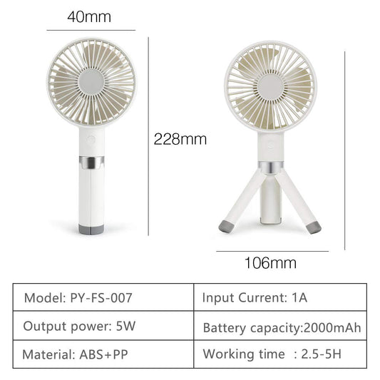 Kartech Rechargeable Mini USB Fan Battery Operated Portable Handheld Desk Quiet