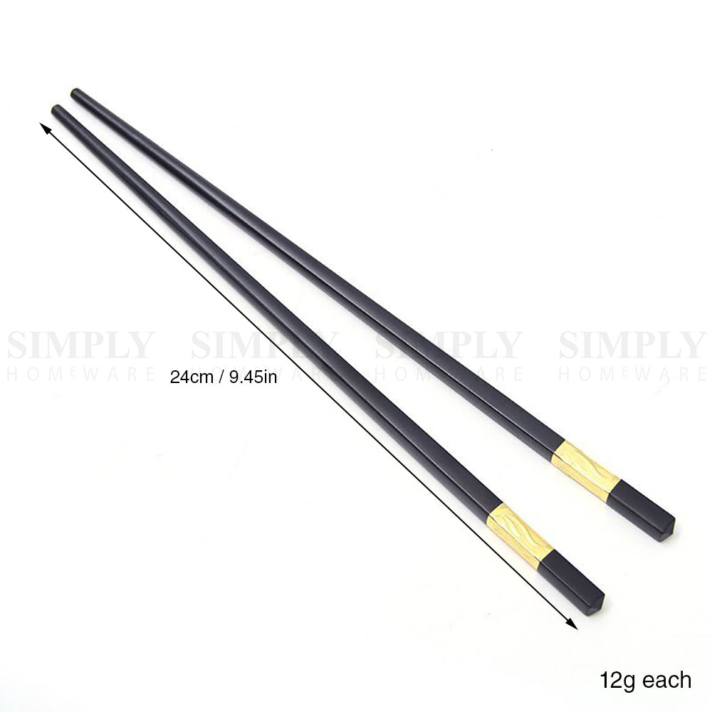 Alloy Chopsticks Fibreglass Set Bulk Black Premium Asian Japanese Gold Silver - Simply Homeware