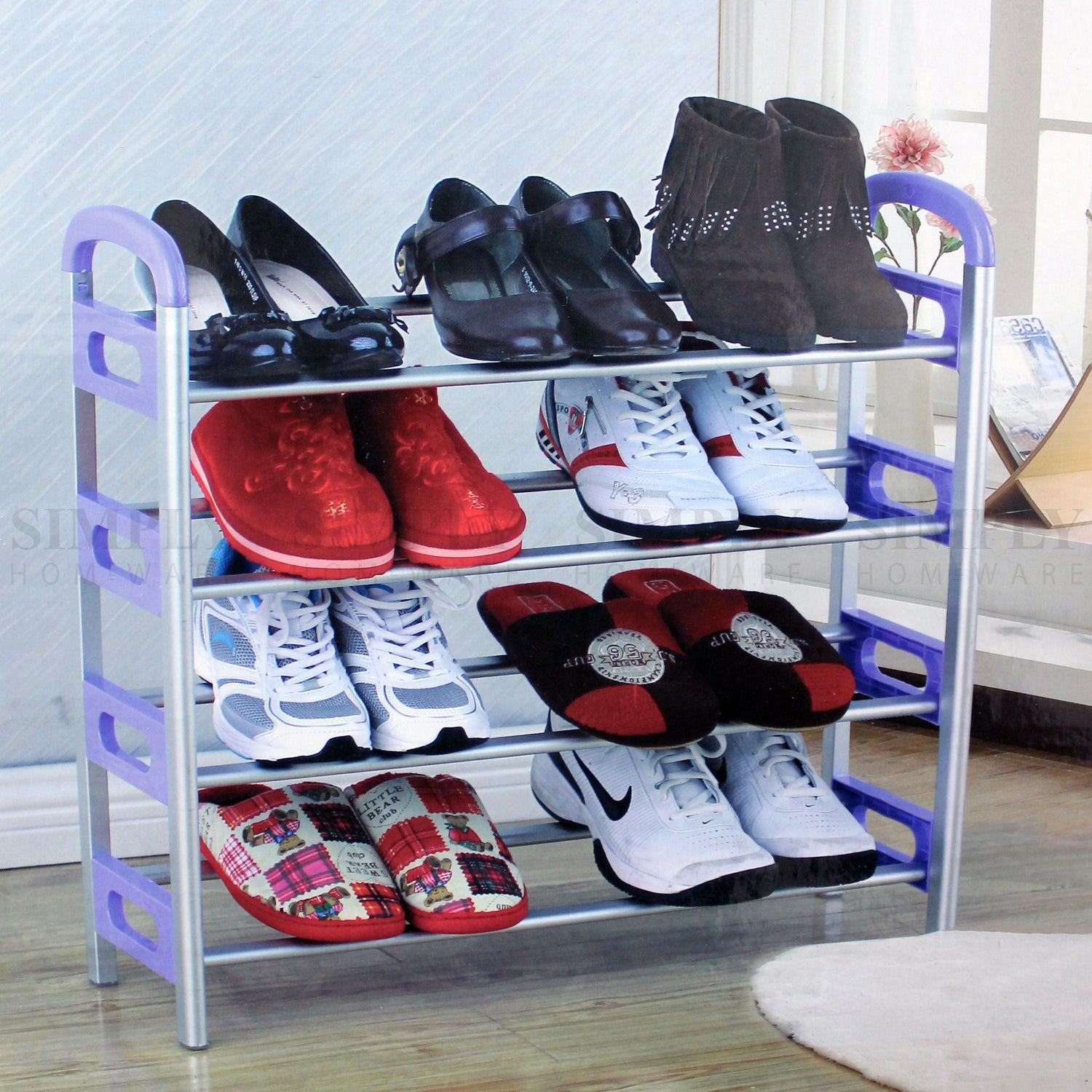 Shoe Rack Shelf Storage Stand Small Large 4 5 6 Tier Aluminium Organiser Metal - Simply Homeware
