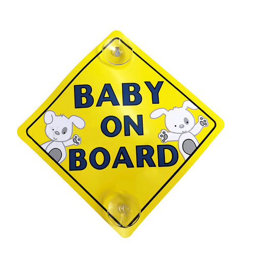 2x Baby on Board Car Sign Suction Cup Decal Yellow Kids Family Safety In Sticker