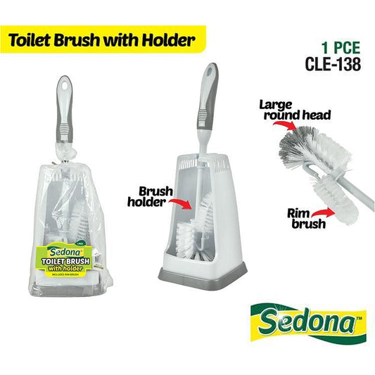 Toilet Brush Broom Bathroom Set Rim Cleaner Holder Round Rectangle Head Premium