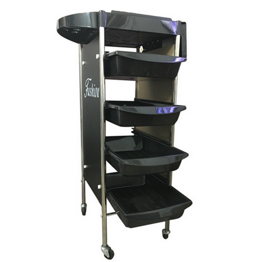 Hairdressing Trolley Salon Beauty Spa Wheel Dresser Drawer Storage Black 4 Tier