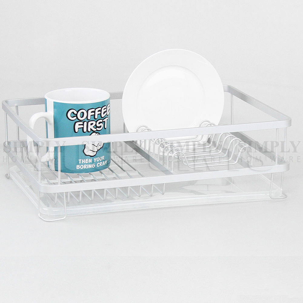 Aluminium Dish Rack Drainer 1/2 Tier Kitchen Plate Drying Cutlery Holder Tray - Simply Homeware