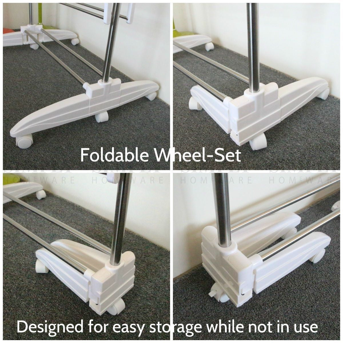 Clothes Line Airer Rack Indoor 3 Tier Steel 20m Drying Space Foldable Portable - Simply Homeware