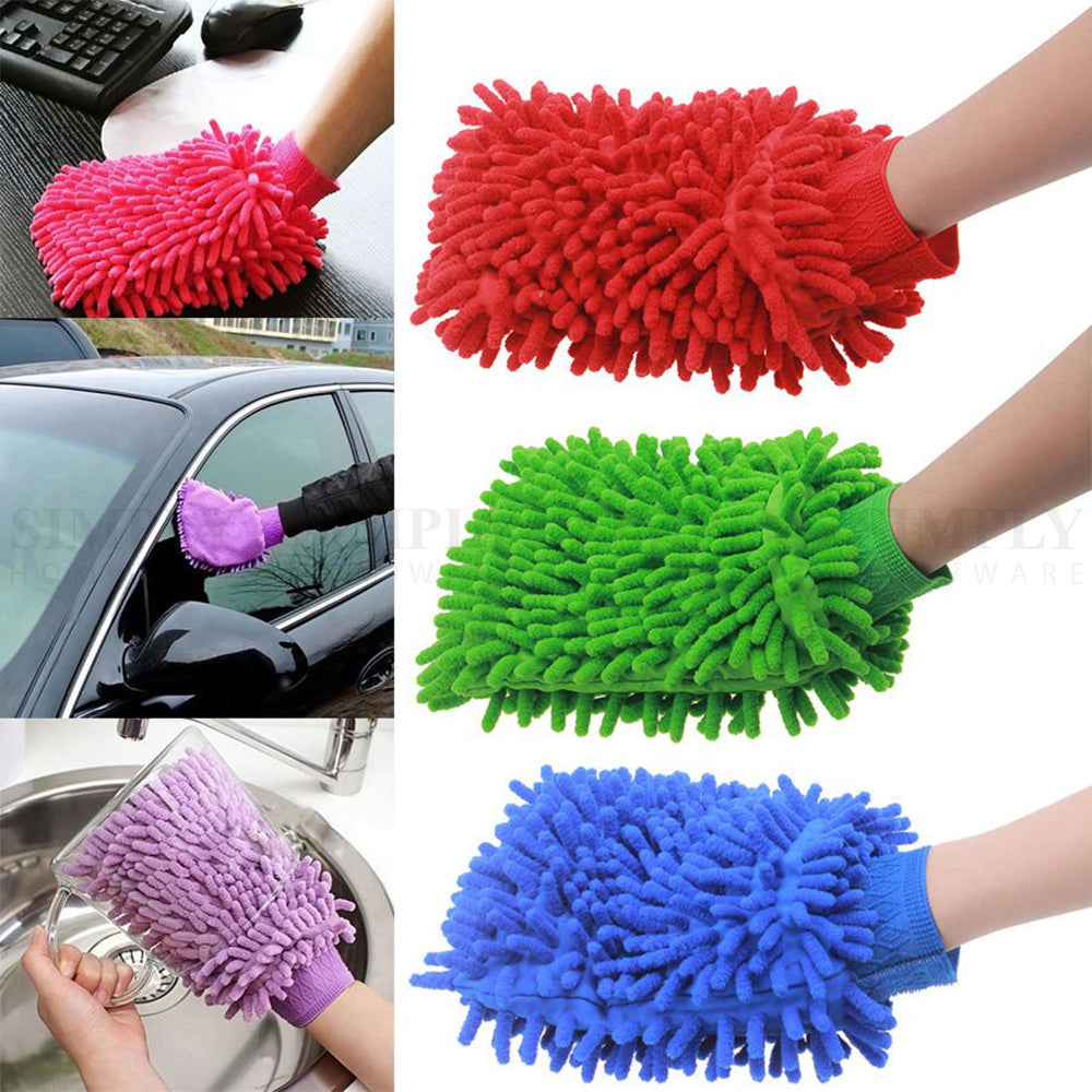6x 2800GSM Microfibre Car Wash Mitt Drying Glove Cleaning Microfiber Super Absor - Simply Homeware