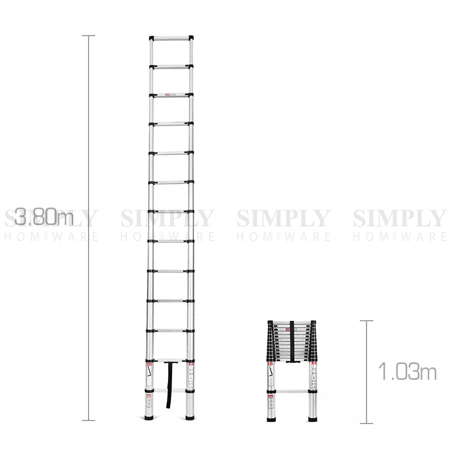 Telescopic Aluminium Ladder Multipurpose 3.8 5M Folding Step Extension Platform - Simply Homeware