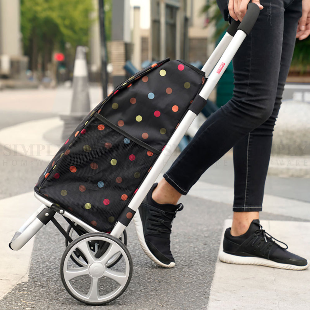 Shopping Cart Trolley Grocery Aluminium Foldable Luggage Wheels Basket Carts Bag - Simply Homeware