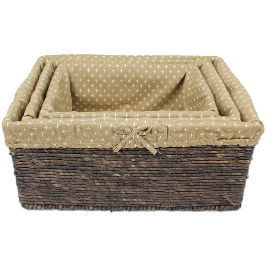 Wicker Cane Baskets Set Storage Box Small Medium Large Vintage Antique Picnic 3P