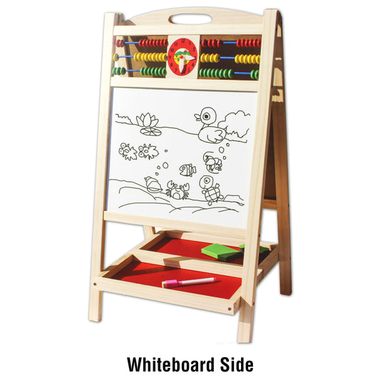 Kids Easel Art Blackboard Whiteboard Childrens Stand Wood Drawing Board Magnetic