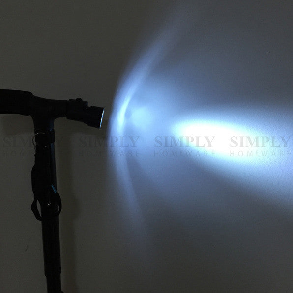 Walking Stick Cane Folding With Light LED Strap Handle Black Metal Adjustable - Simply Homeware