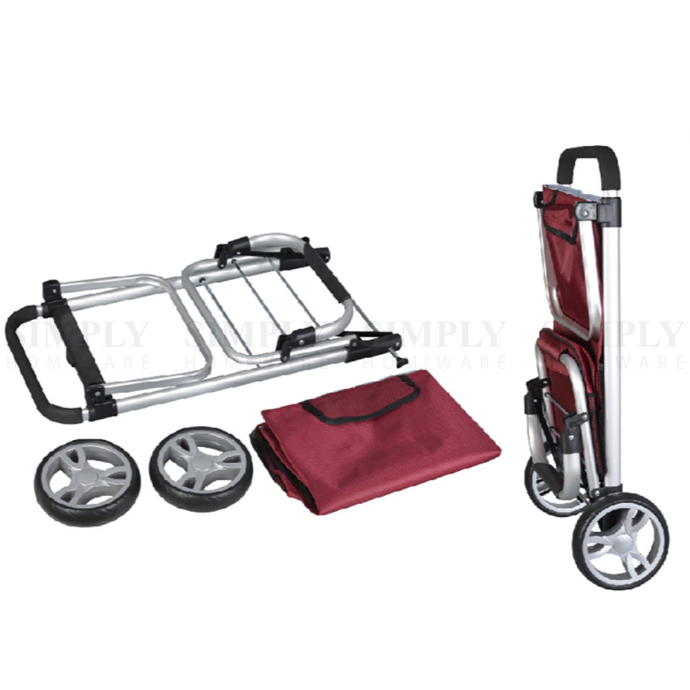 Shopping Cart Trolley Grocery Aluminium Foldable Luggage Wheels Basket Carts Bag - Simply Homeware