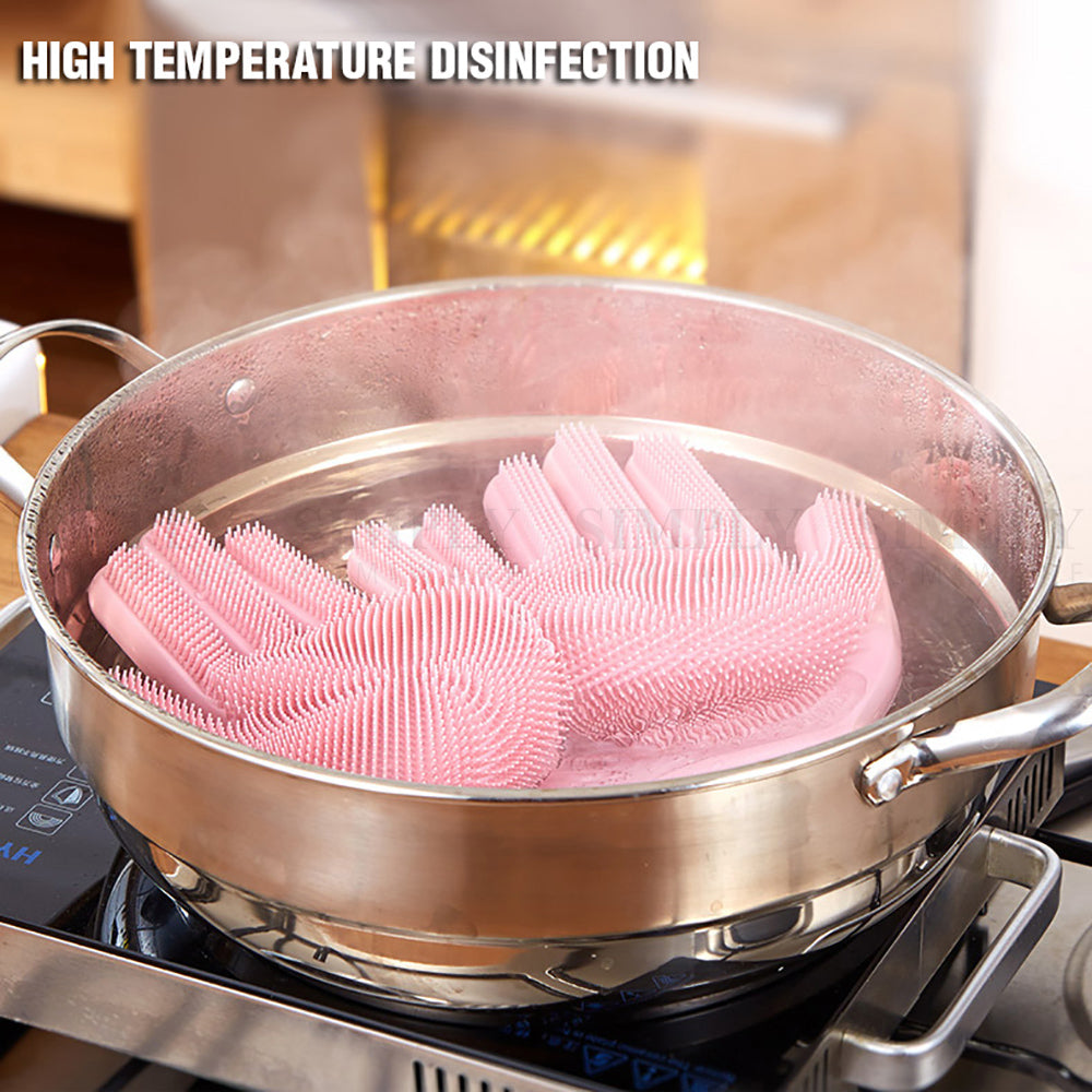 Silicone Scrubbing Gloves Magic Dish Scrubber Washing Cleaning Sponge Rubber - Simply Homeware