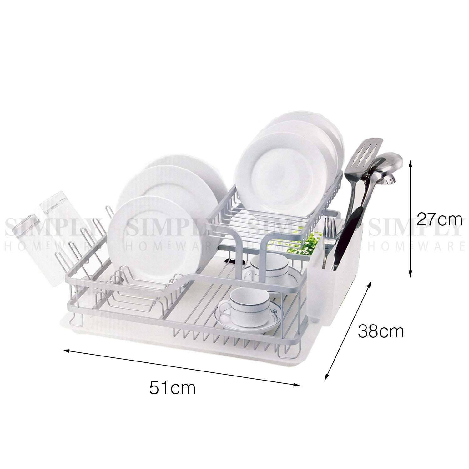Aluminium Dish Rack Drainer 1/2 Tier Kitchen Plate Drying Cutlery Holder Tray - Simply Homeware