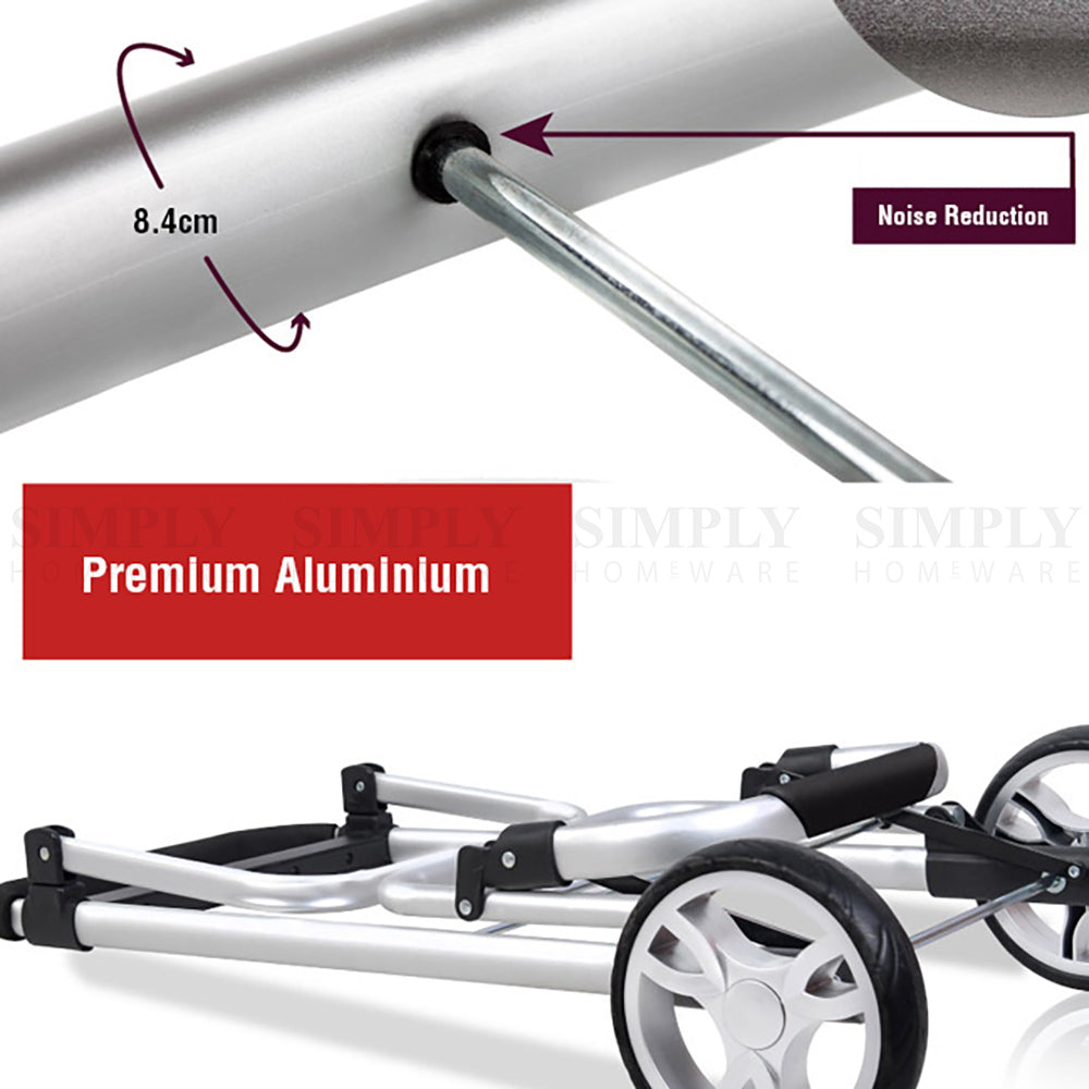 Shopping Cart Trolley Grocery Aluminium Foldable Luggage Wheels Basket Carts Bag - Simply Homeware