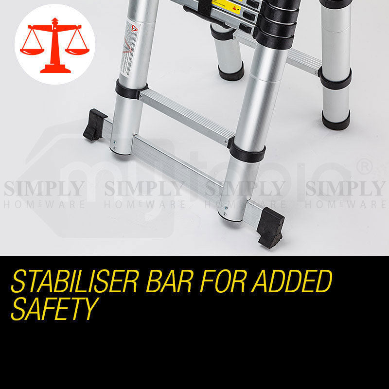 Telescopic Aluminium Ladder Multipurpose 3.8 5M Folding Step Extension Platform - Simply Homeware