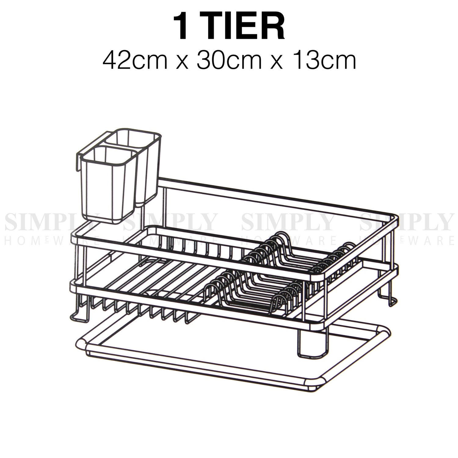 Aluminium Dish Rack Drainer 1/2 Tier Kitchen Plate Drying Cutlery Holder Tray - Simply Homeware
