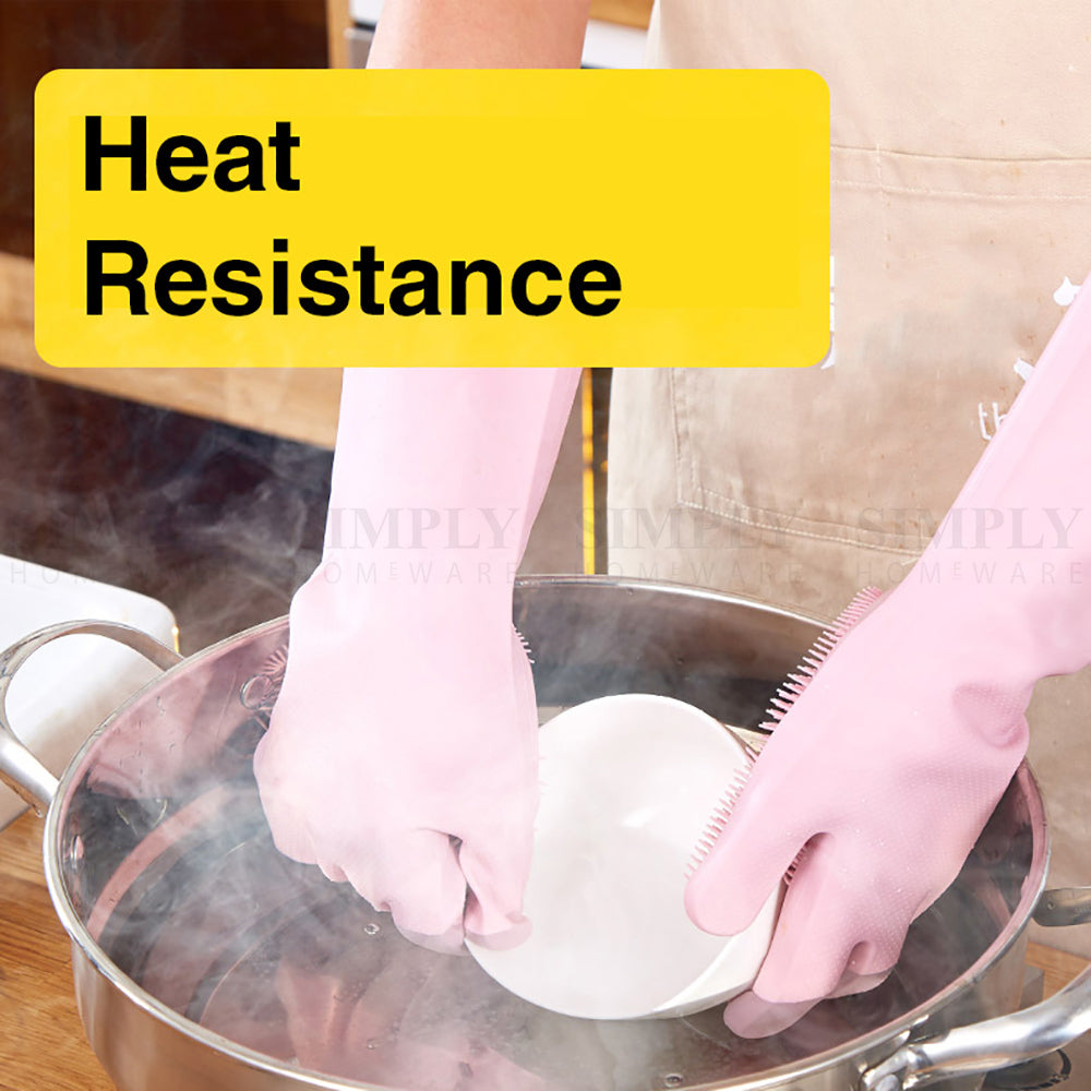 Silicone Scrubbing Gloves Magic Dish Scrubber Washing Cleaning Sponge Rubber - Simply Homeware
