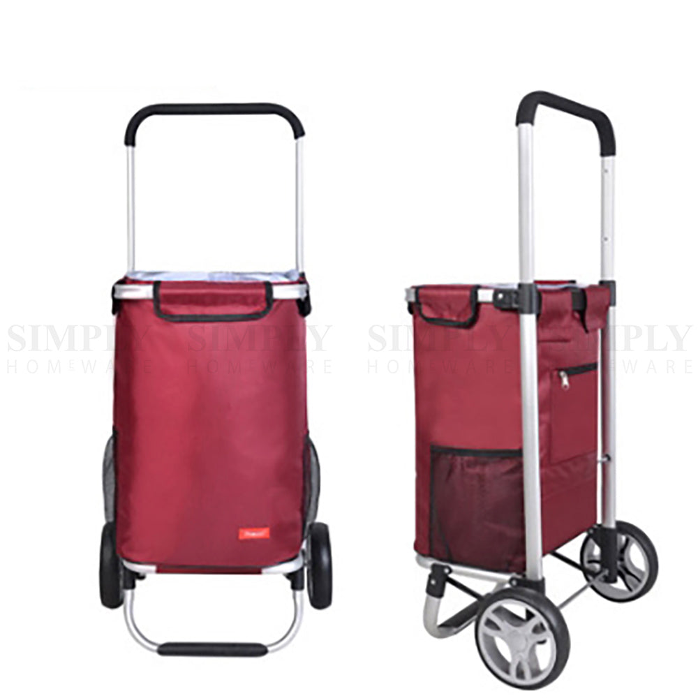 Shopping Cart Trolley Grocery Aluminium Foldable Luggage Wheels Basket Carts Bag - Simply Homeware