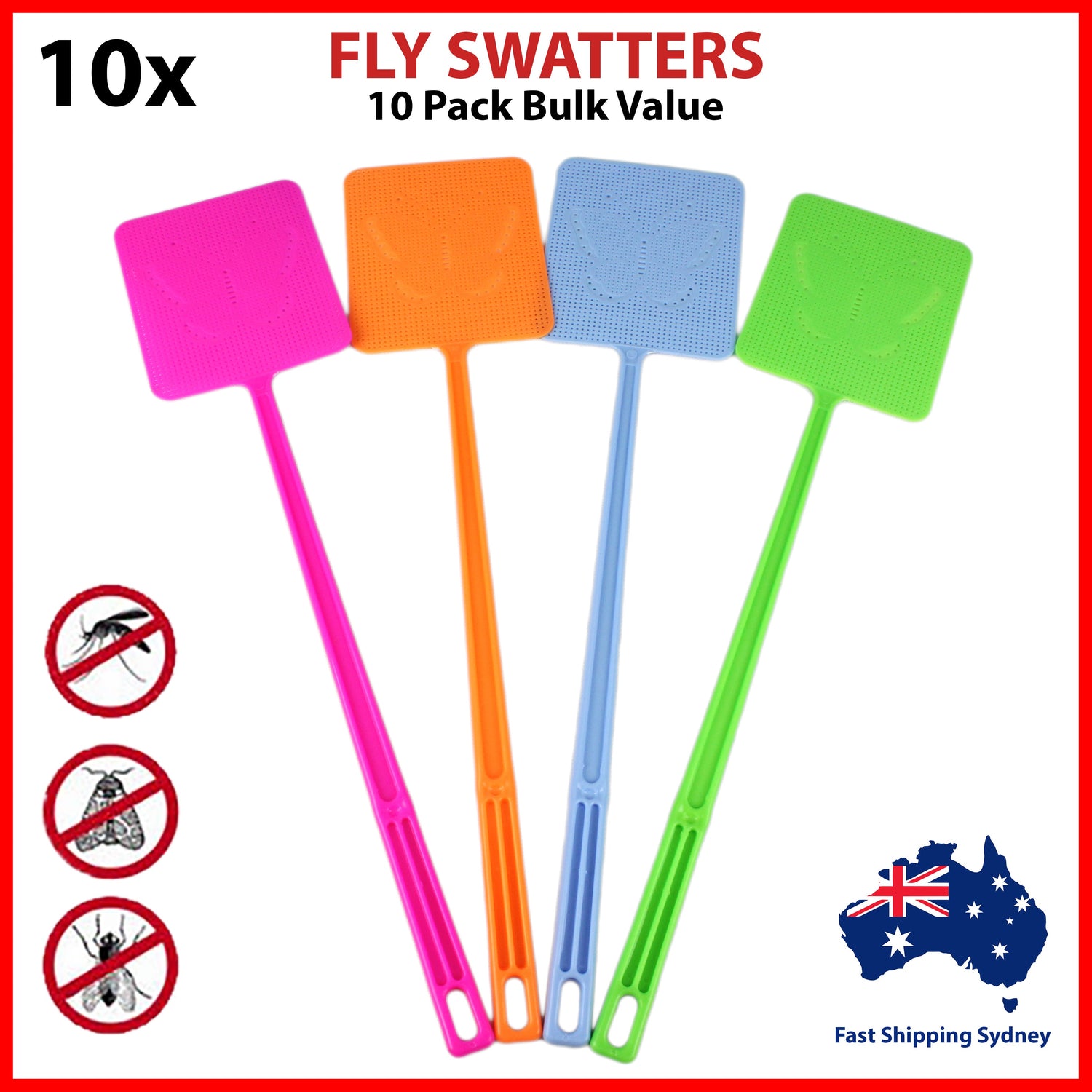 10x Fly Swatter Swat Bulk Insect Killer Bug Mosquito Cockroach Cockroa ...