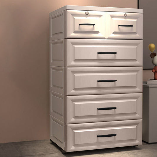 Lecluse 5-Tiers Storage Drawer Plastic Storage Chest Of Drawers Dresser Tallboy With Wheels 5 Tiers Cabinet Level Wheel Box Cloth Storage Toy Storage Snack Drawer