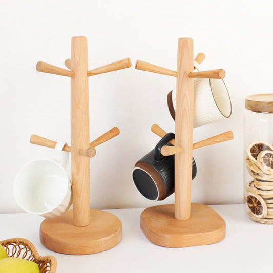 Lecluse Wooden Six Claw Cup Holder Beech Hanger Creative Cup Holder Drainage Rac