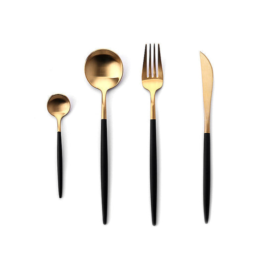 Lecluse Cutlery Set Stainless Steel Flatware Spoon Fork Knife Black Gold Silver