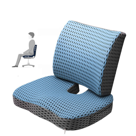 Lecluse 2Pcs Orthopedic Cushion Set Lumbar Support Pillow Memory Foam Chair Pad