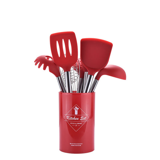 Lecluse Kitchen Utensil Set Silicone Non-Stick Cooking Stainless Steel 8Pcs