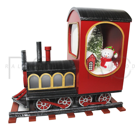 Christmas Train Decoration Indoor Powered Snow Diorama Music Singing LED Lights