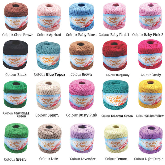 Cotton Crotchet 100% Boll Ball 50g Soft Bulk Coloured Size C Needle 3.25mm