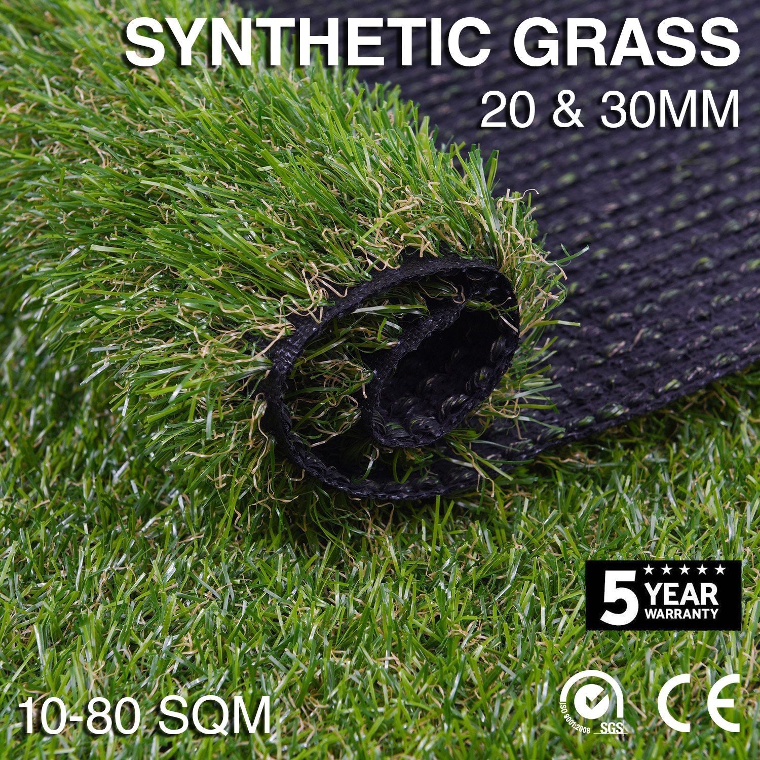 Synthetic Grass 10-80 SQM Fake Turf Artificial Mat Plant Lawn Flooring 20 30mm - Simply Homeware