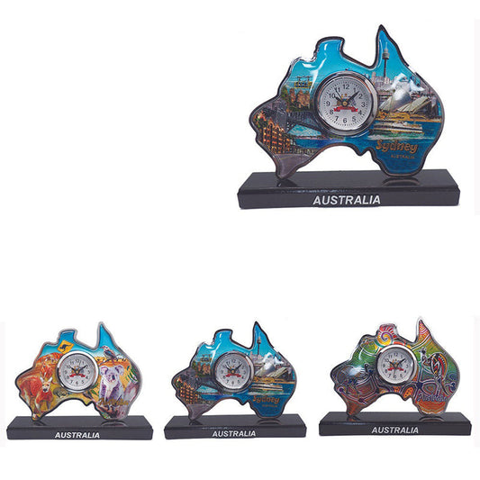 Australian Souvenirs Map Clock Movement Beside Foil Epoxy Aussie Gift Bulk AU
