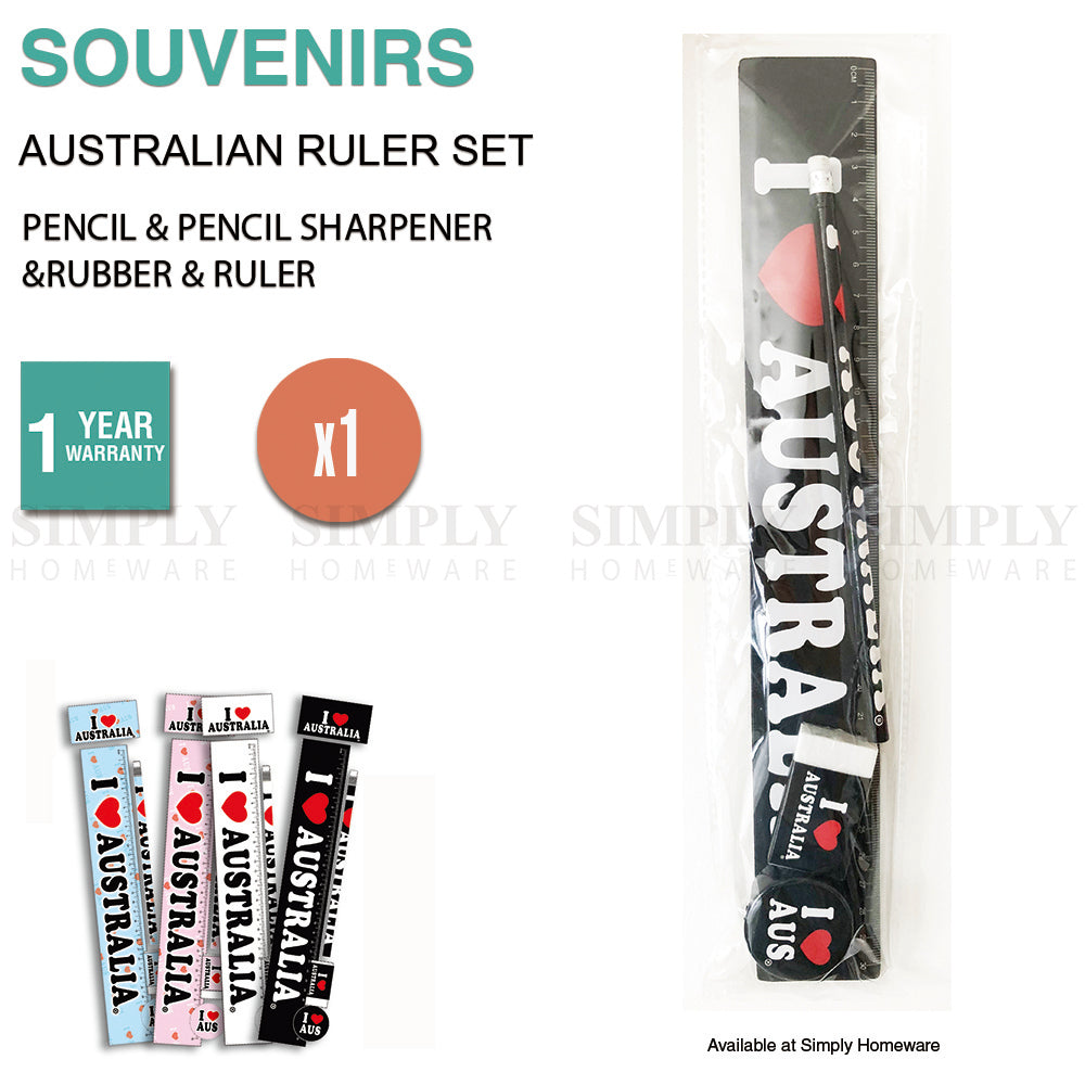 Australian Souvenirs Ruler Set Pencil Rubber Sharpener Art Aussie Bulk Gift AU - Simply Homeware
