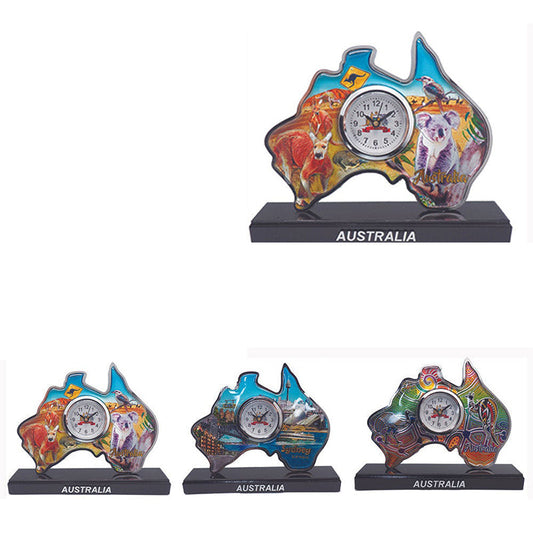 Australian Souvenirs Map Clock Movement Beside Foil Epoxy Aussie Gift Bulk AU